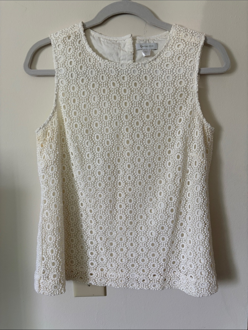 Garnet Hill Ivory Eyelet Lace Sleeveless Top